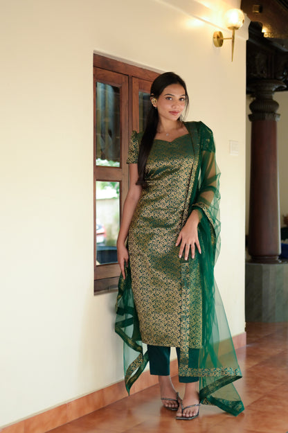 Green Banaras suit