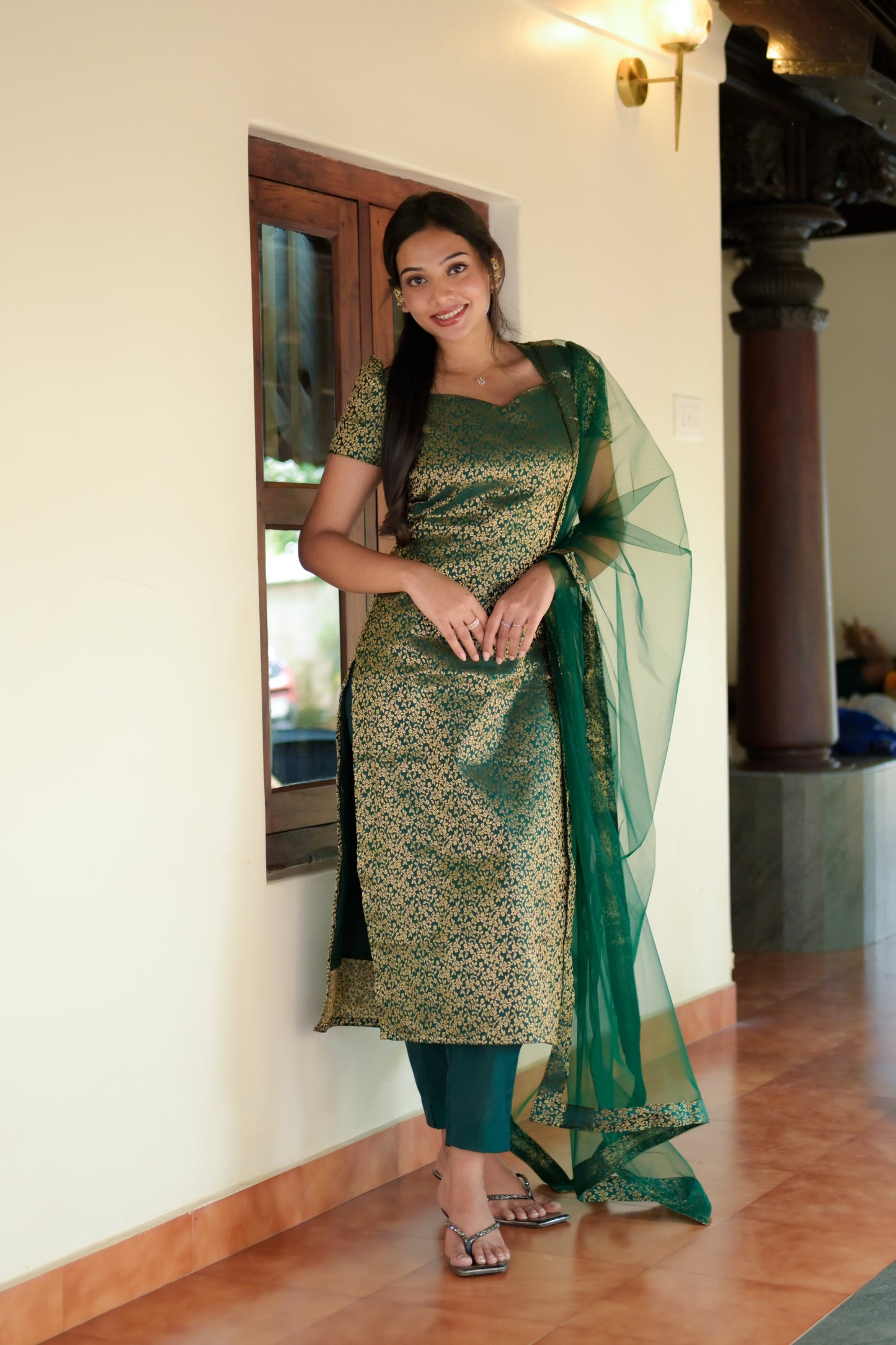 Green Banaras suit