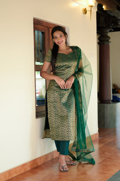 Green Banaras suit