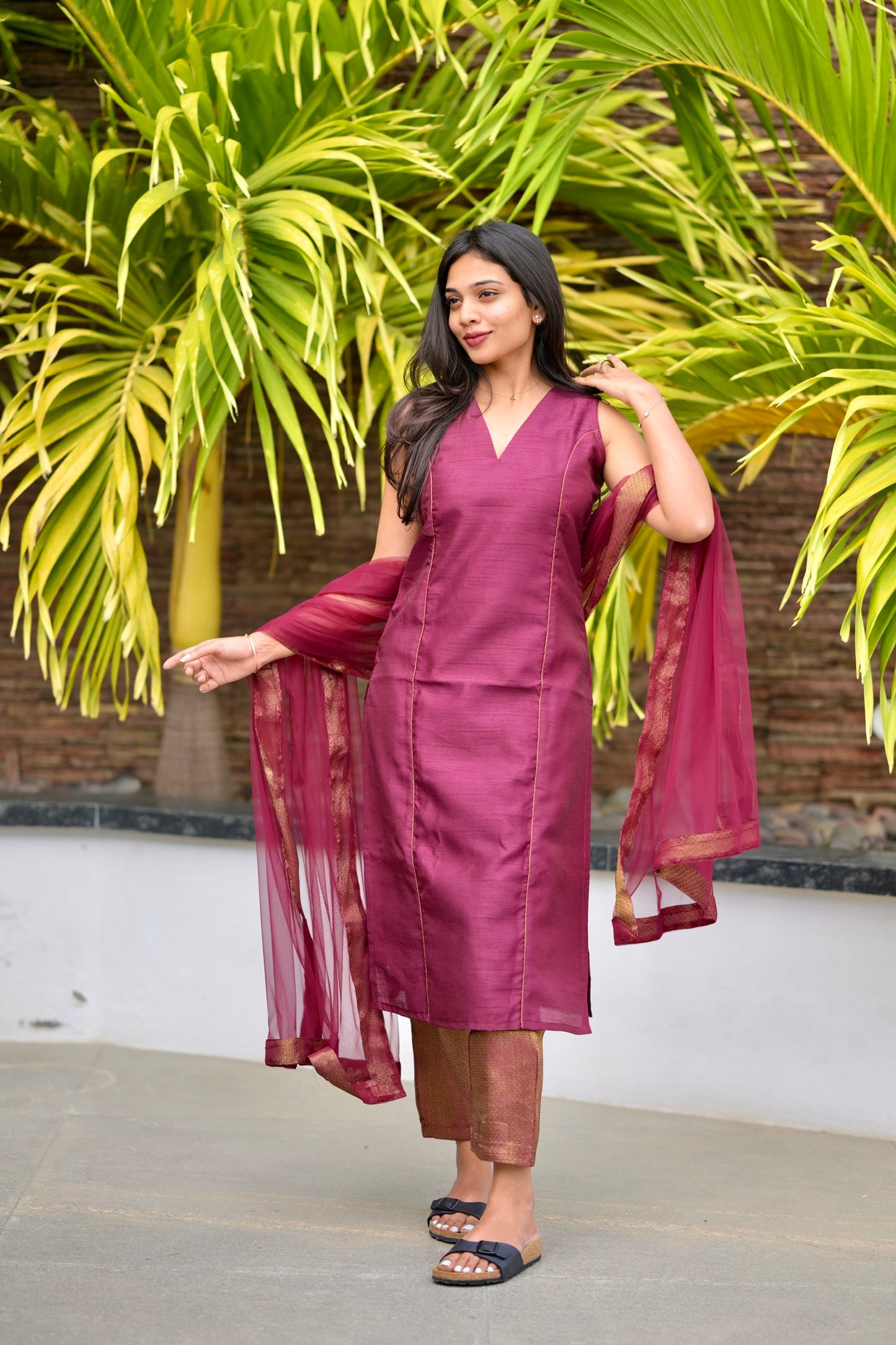 Raw silk suit