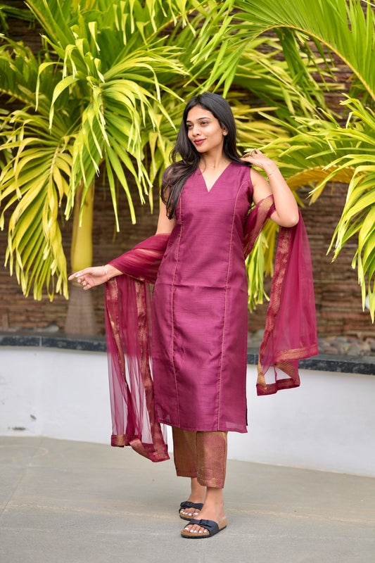Raw silk suit