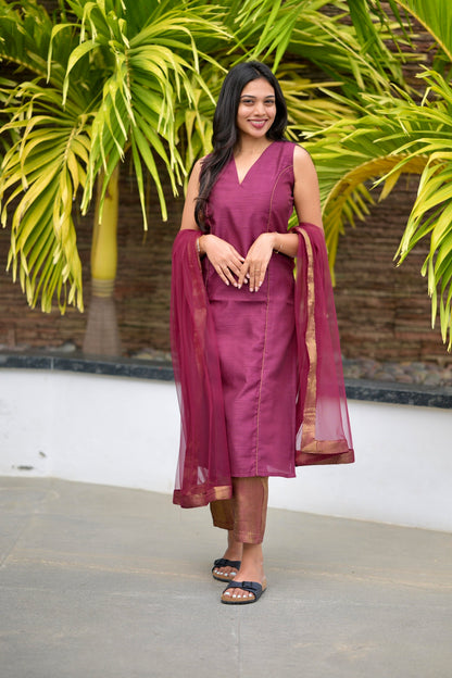 Raw silk suit
