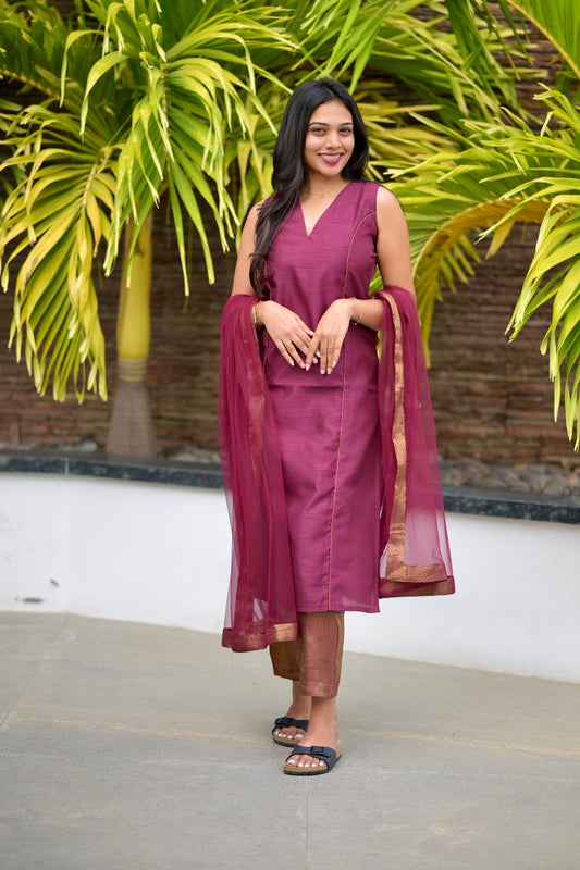 Raw silk suit