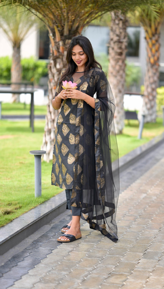 Black Banarasi Suit