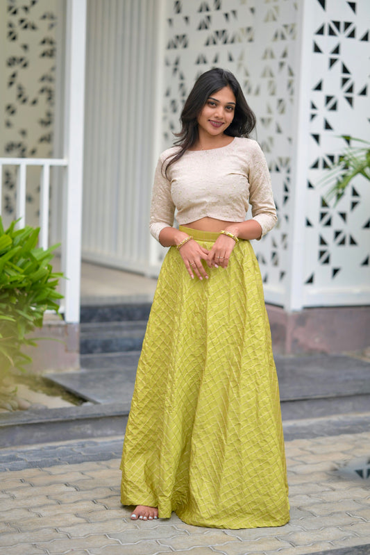 Crop Top with Checked Skirt