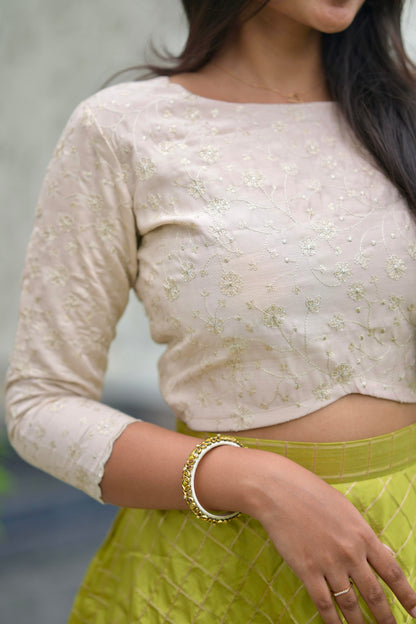Crop Top with Checked Skirt