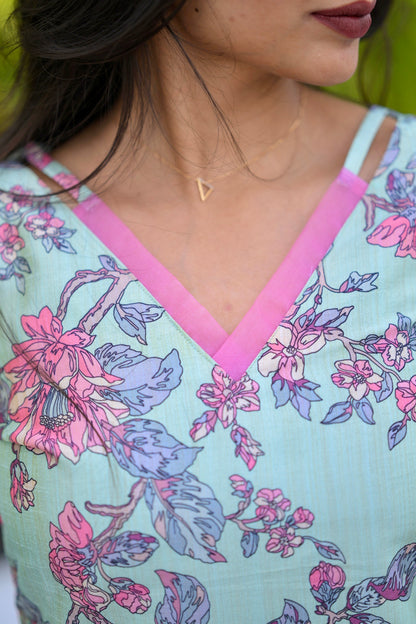 Blue Floral Kurta