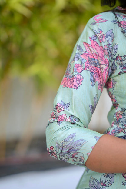 Blue Floral Kurta