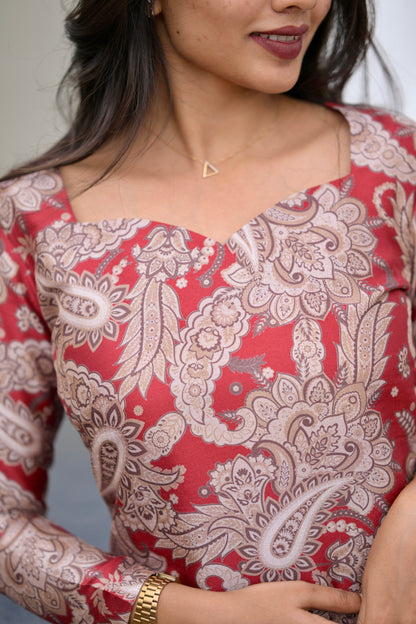 Red Kalamkari Kurta