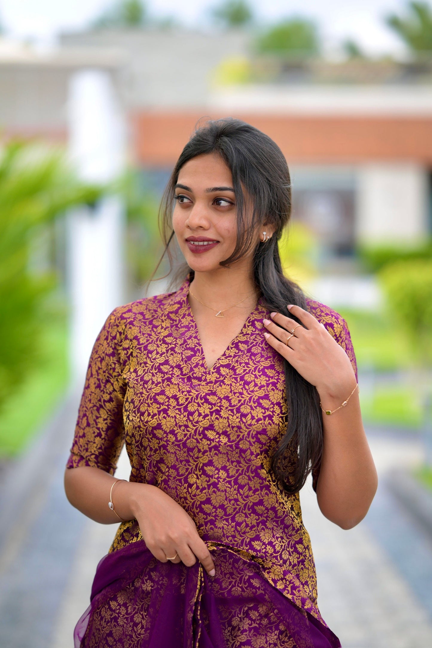 Wine Banaras Suit
