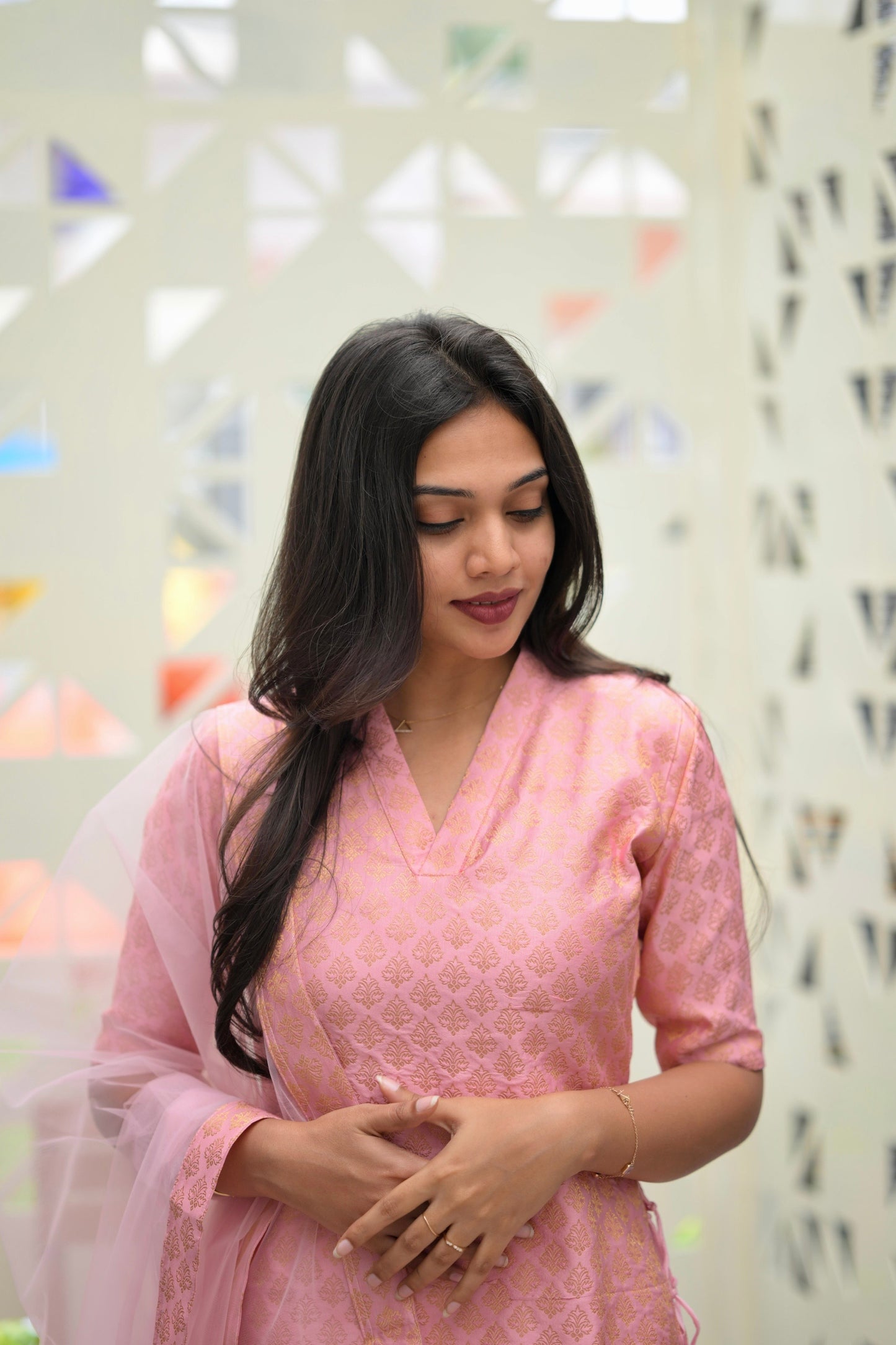Pink Banaras Suit