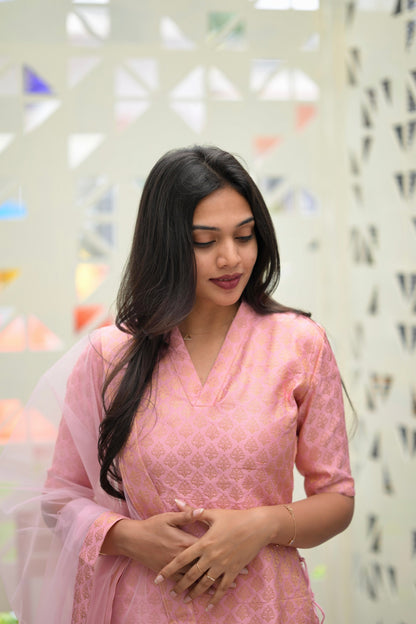 Pink Banaras Suit
