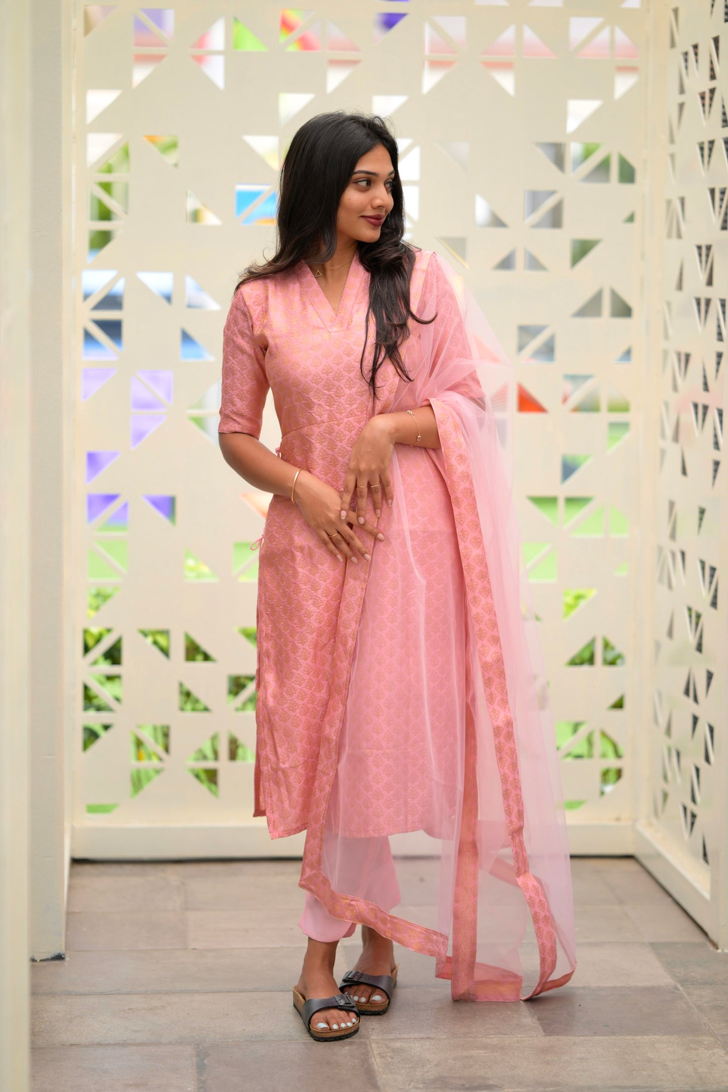 Pink Banaras Suit
