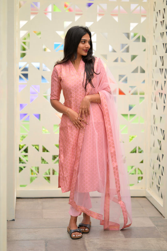 Pink Banaras Suit