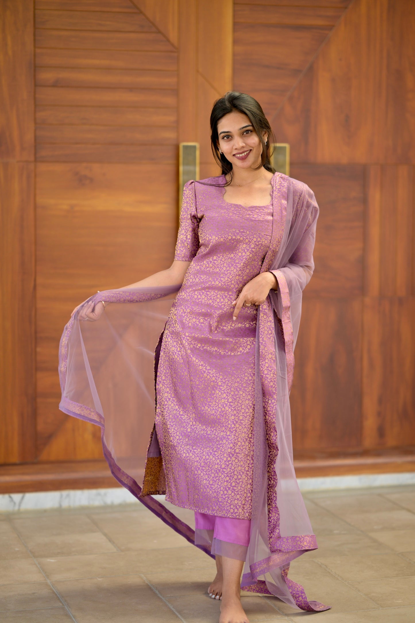 Lavender banaras suit