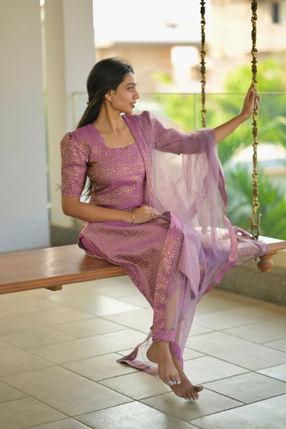 Lavender banaras suit