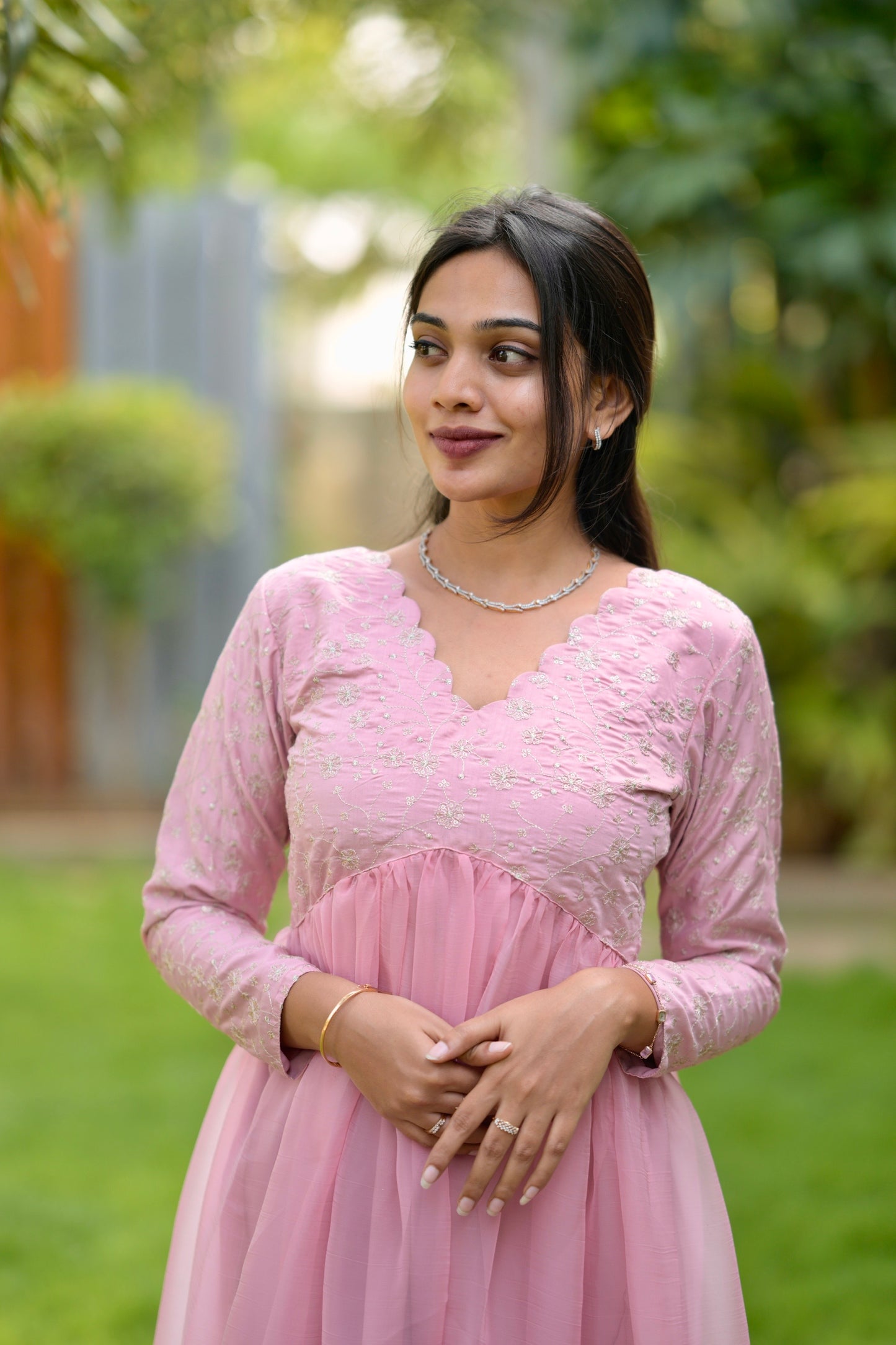 Pink flared dress