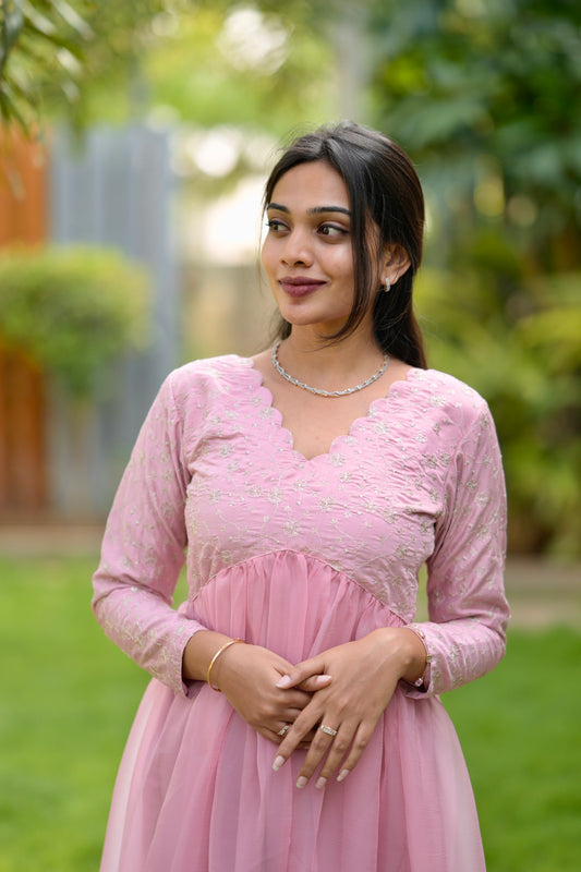 Pink flared dress