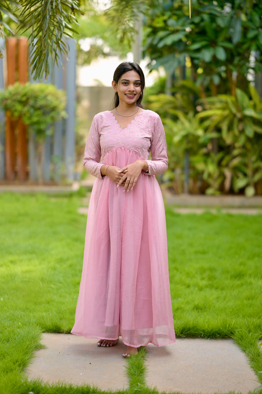 Pink flared dress