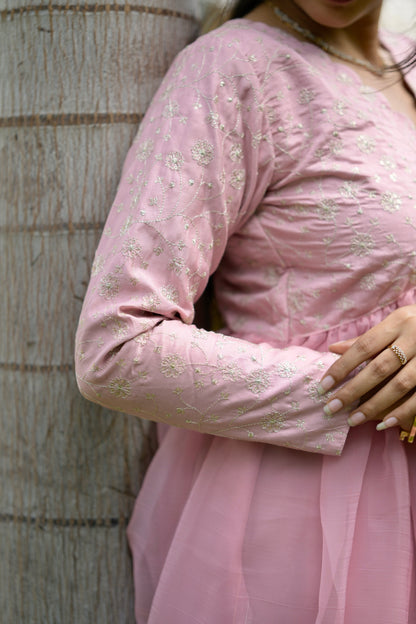 Pink flared dress