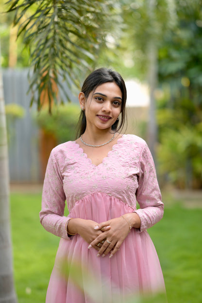 Pink flared dress