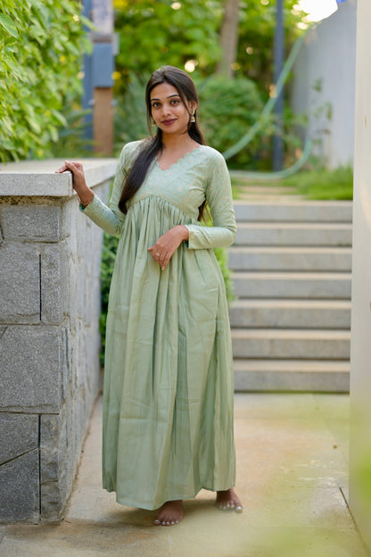 Sea green flared dress
