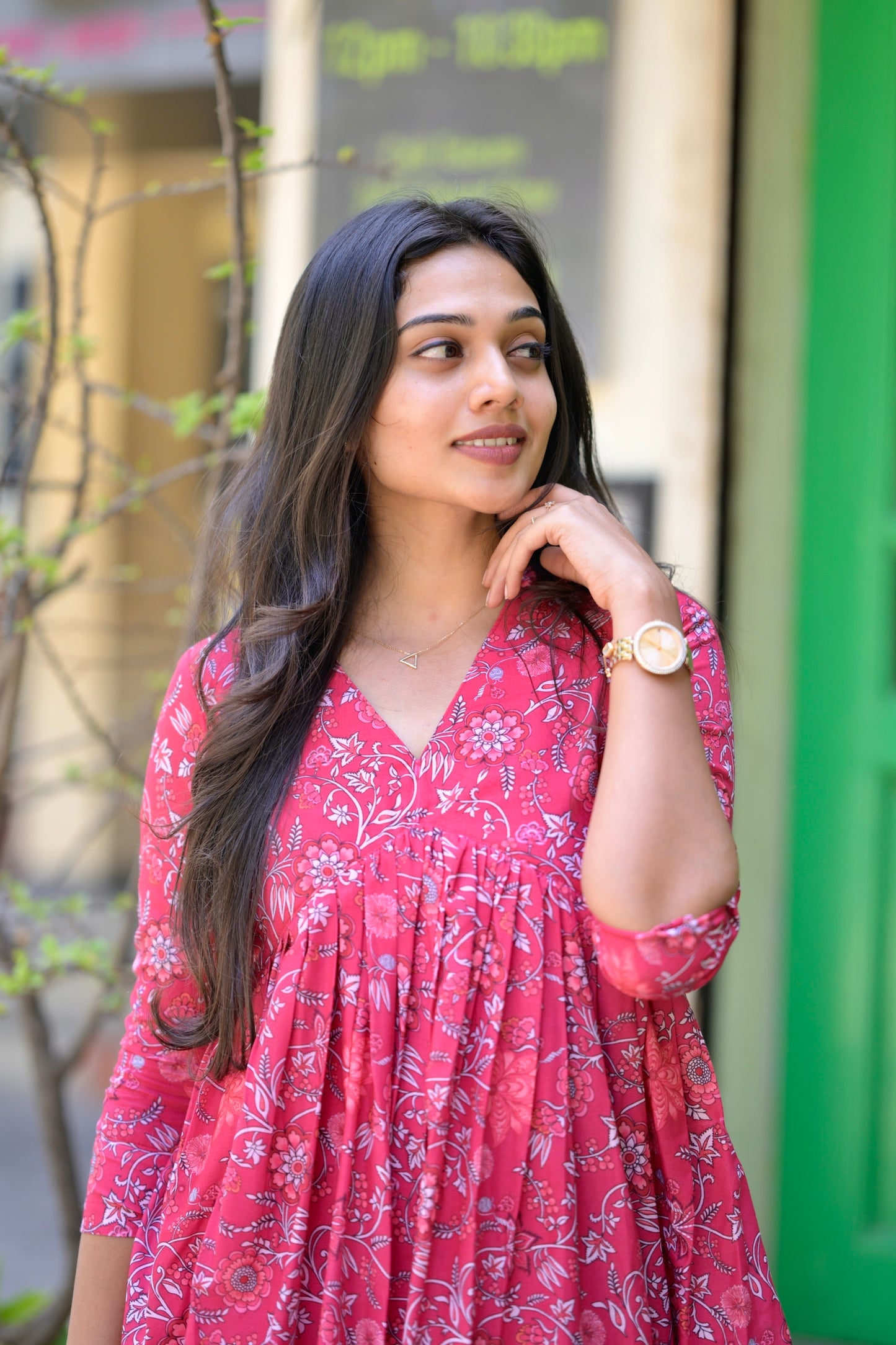 Alia cut flared dress