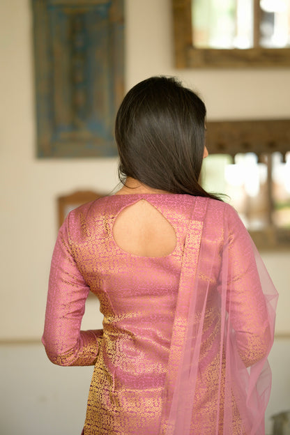 Pink Banaras Suit Set