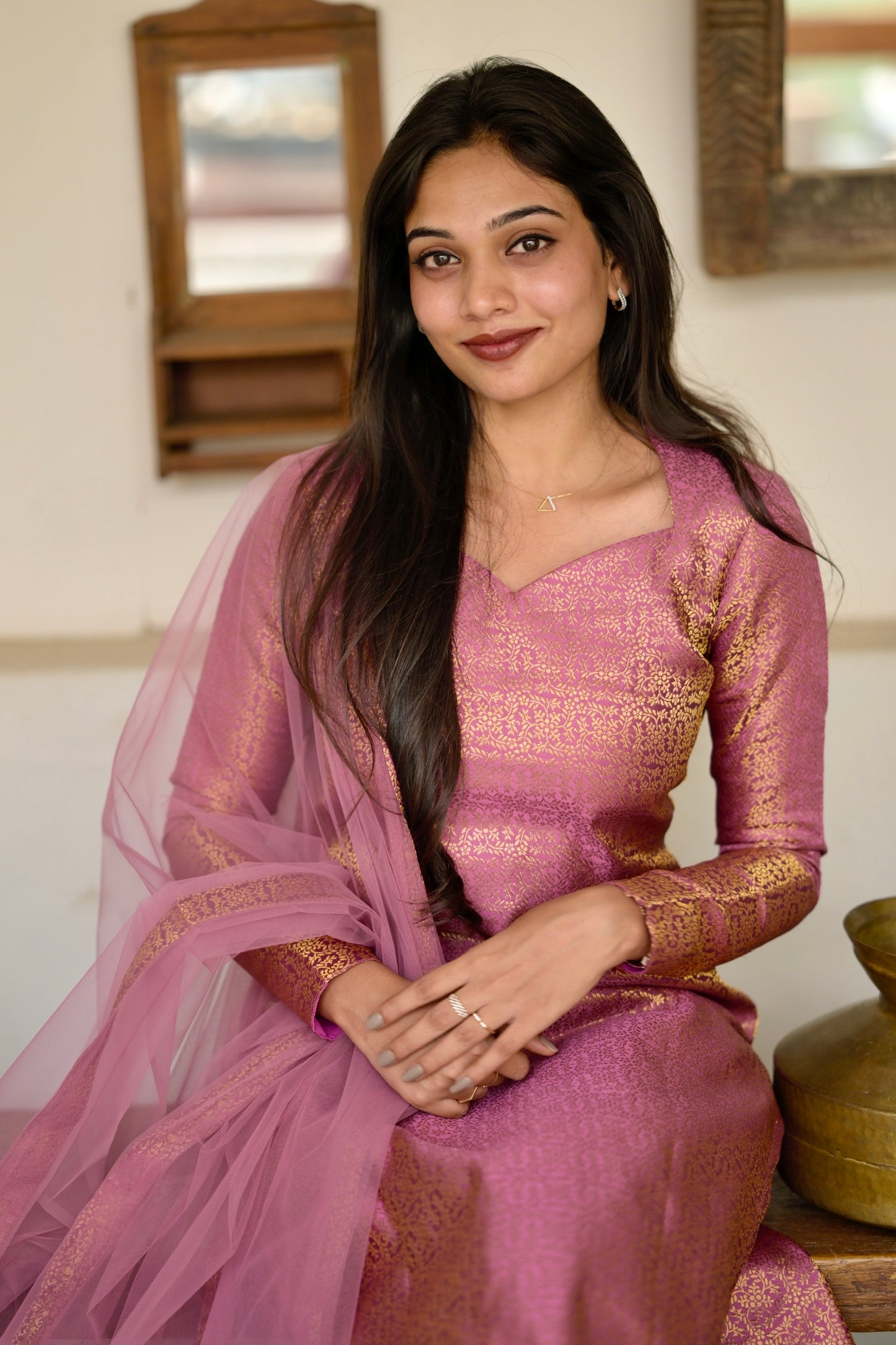 Pink Banaras Suit Set