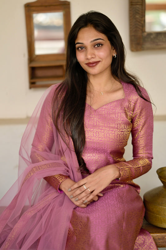 Pink Banaras Suit Set