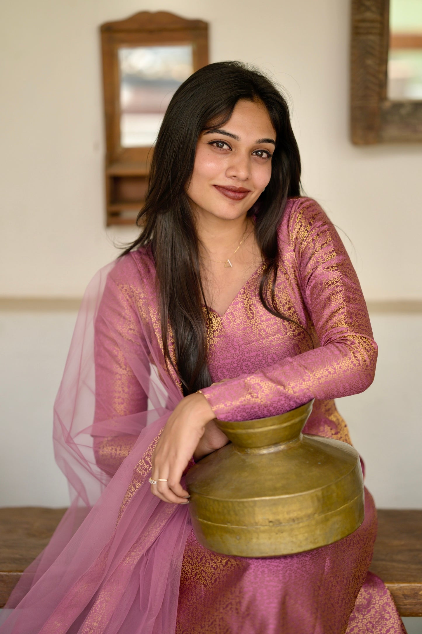 Pink Banaras Suit Set