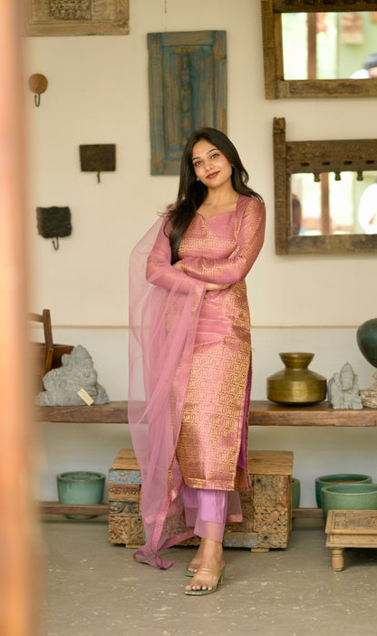 Pink Banaras Suit Set