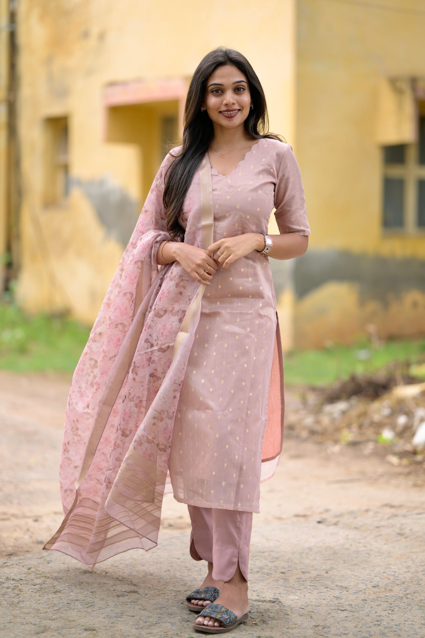 Tissue brocade salwar suit