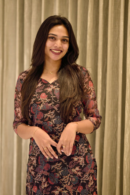 Black organza kurta