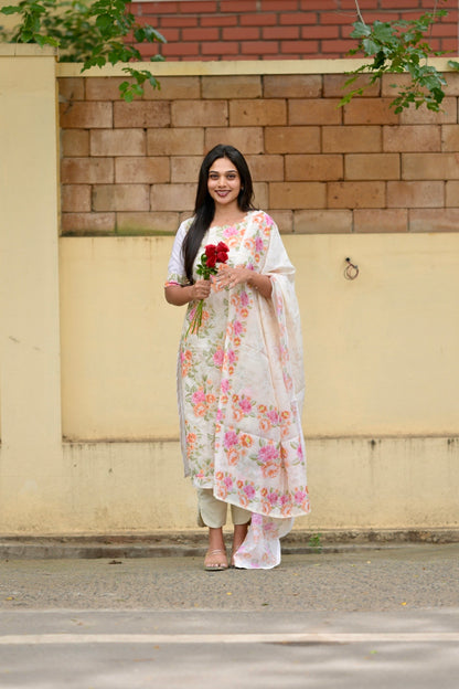 Cream Floral Salwar Suit