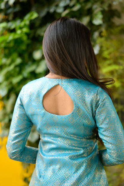 Blue Banaras Kurta