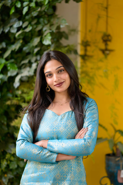 Blue Banaras Kurta