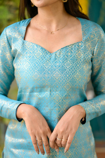 Blue Banaras Kurta
