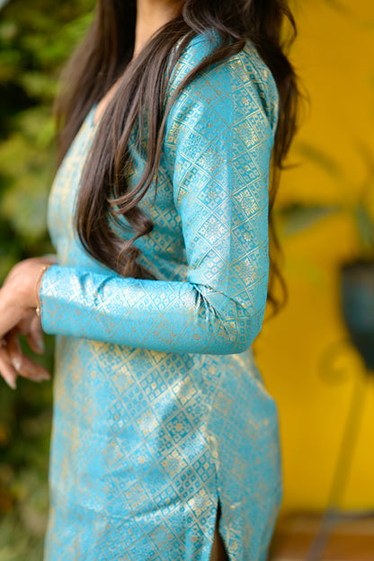 Blue Banaras Kurta