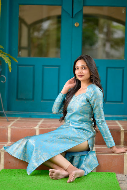 Blue Banaras Kurta
