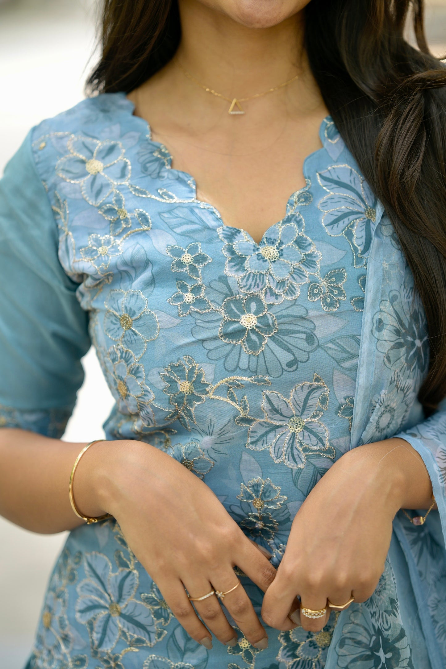 Blue Organza Salwar Suit