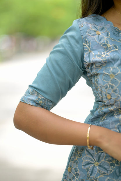 Blue Organza Salwar Suit