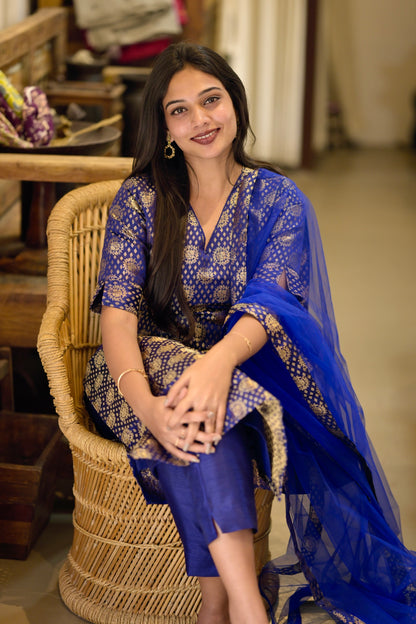 Navy Blue Banaras Suit