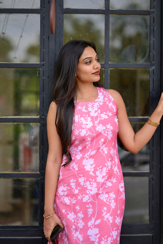 Pink Muslin Silk Co-ord