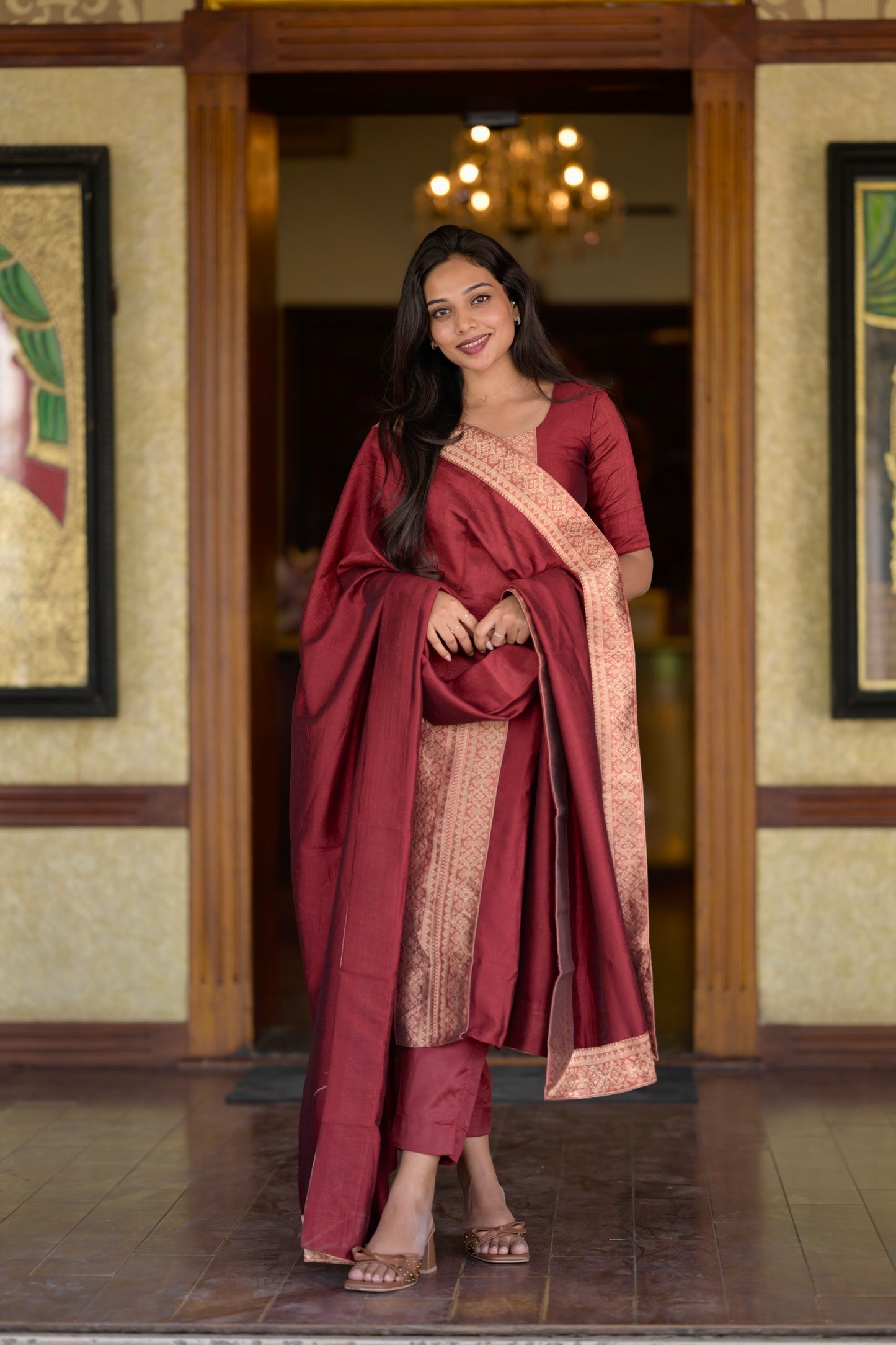 Red Vichitra Suit Set