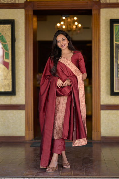 Red Vichitra Suit Set