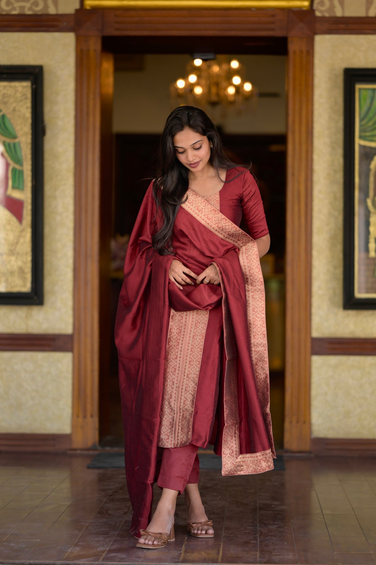 Red Vichitra Suit Set