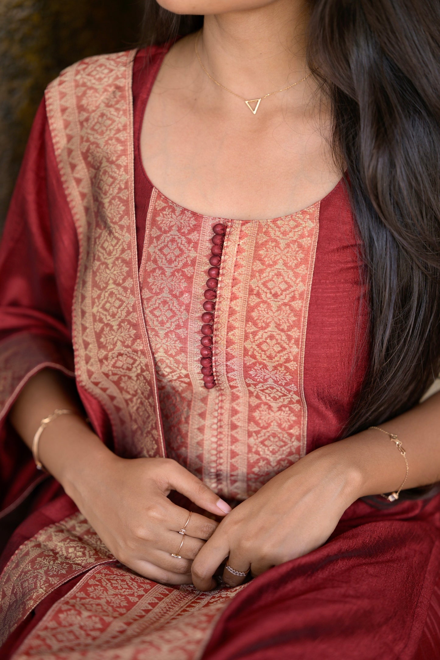 Red Vichitra Suit Set