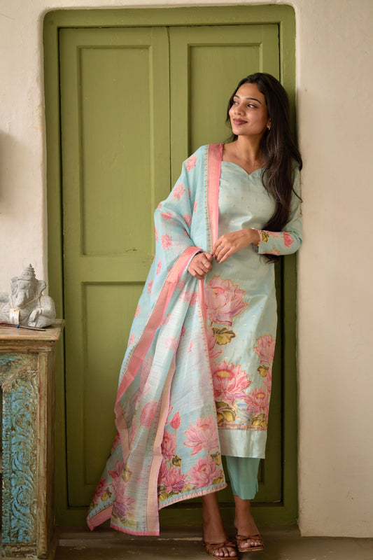 Lotus Embroidered Suit Set