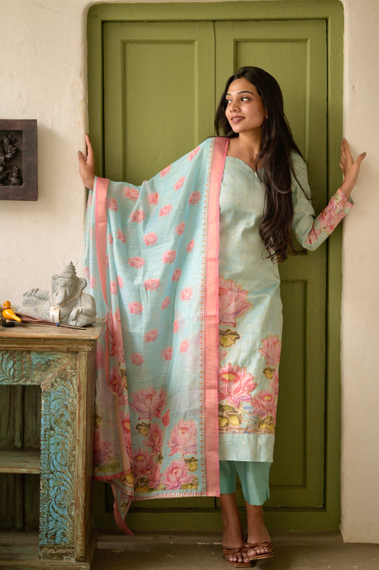 Lotus Embroidered Suit Set